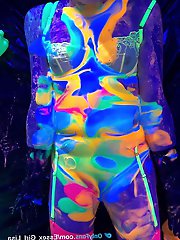 My submissive and I are enjoying UV slime that glows in the dark