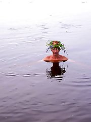 With a garland made of water